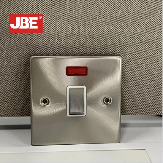 Hailar British Standard 20A 1 Gang Double Pole Switch with Neon, Satin Chrome 
